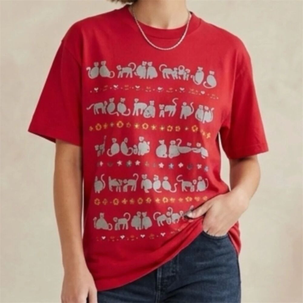 Kitty Cat T-Shirt Adult One Size Tee Single Stitich Pink Made In USA Vintage